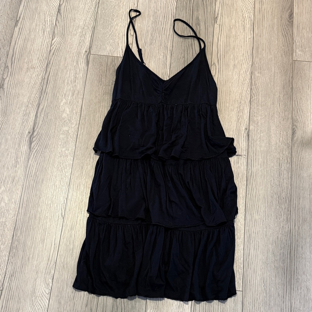 Junior size m medium Black Tiered Spaghetti Strap Dress in good used condition